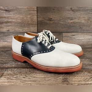 Crockett & Jones The Princeton Saddle Shoe in Navy Leather & White Nubuck Sz 8.5